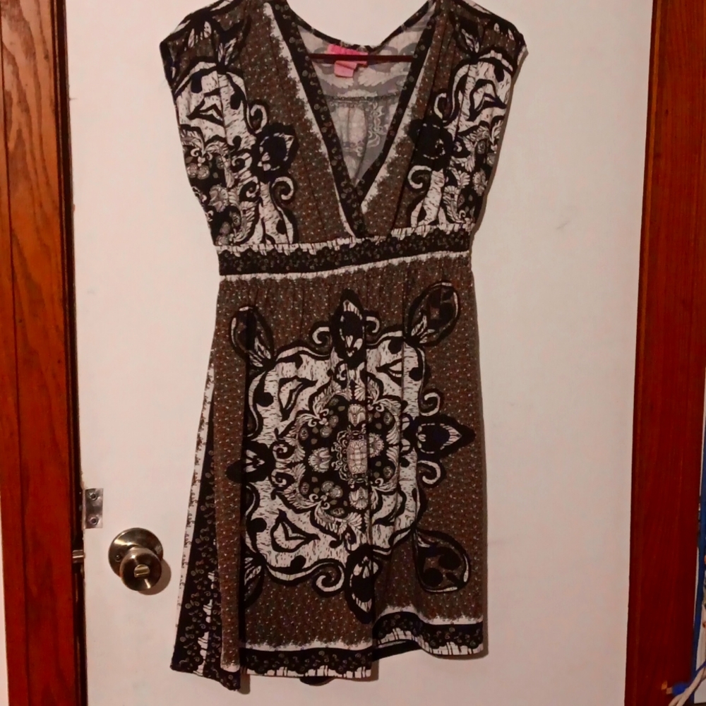 She's Cool Bandana Dress Black Brown Sleeveless